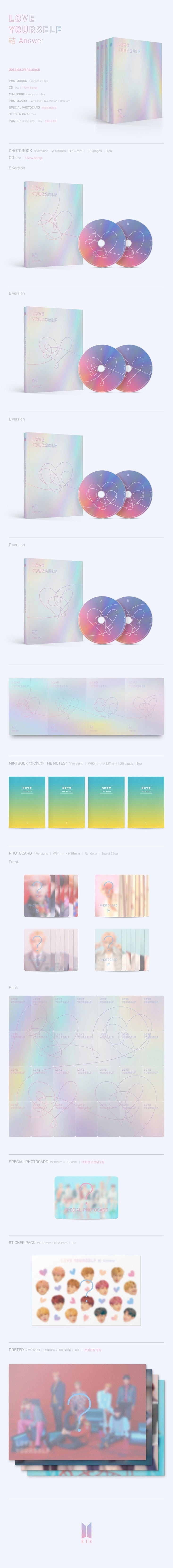 BTS - ALBUM LOVE YOURSELF 結 ‘Answer’ (S / E / L / F Ver.)