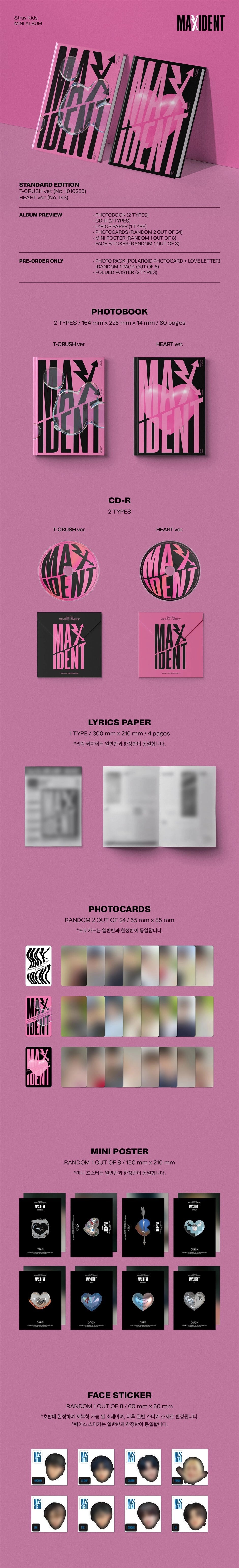 Stray Kids - Mini Album MAXIDENT (T-CRUSH / HEART Ver.)