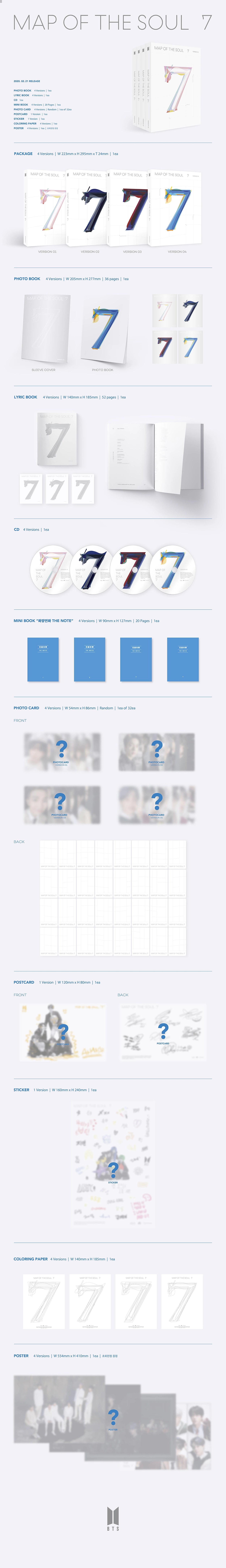 BTS - VOL.4 MAP OF THE SOUL : 7 (1 / 2 / 3 / 4 Ver.)