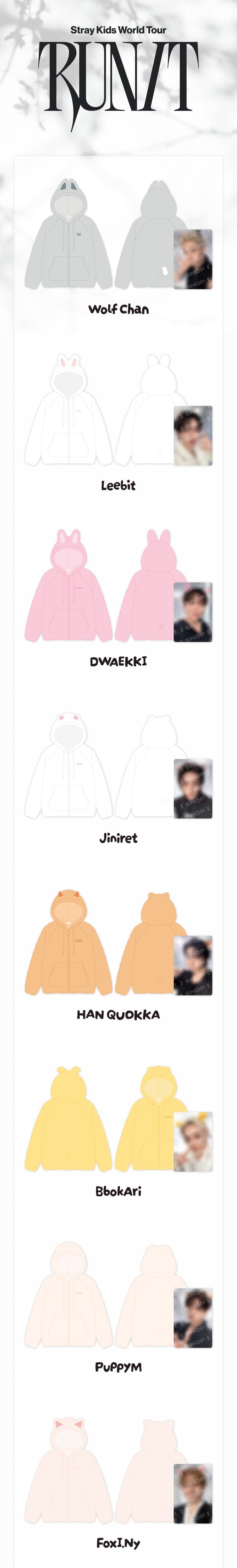 SKZOO FLEECE HOOD ZIP-UP Stray Kids World Tour RUN IT MD