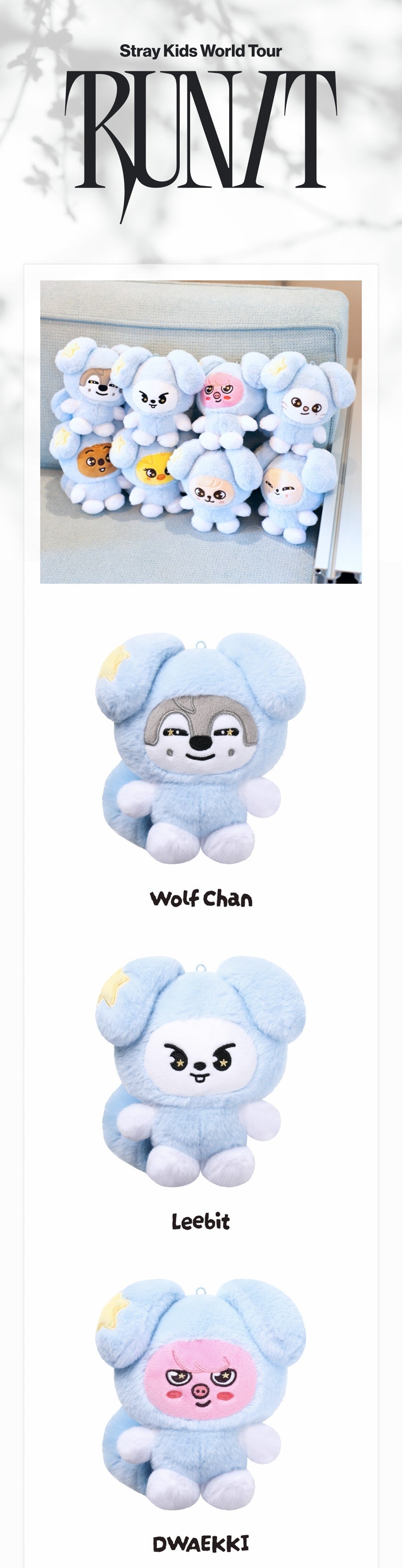 SKZOO PLUSH in TASY Stray Kids World Tour RUN IT MD