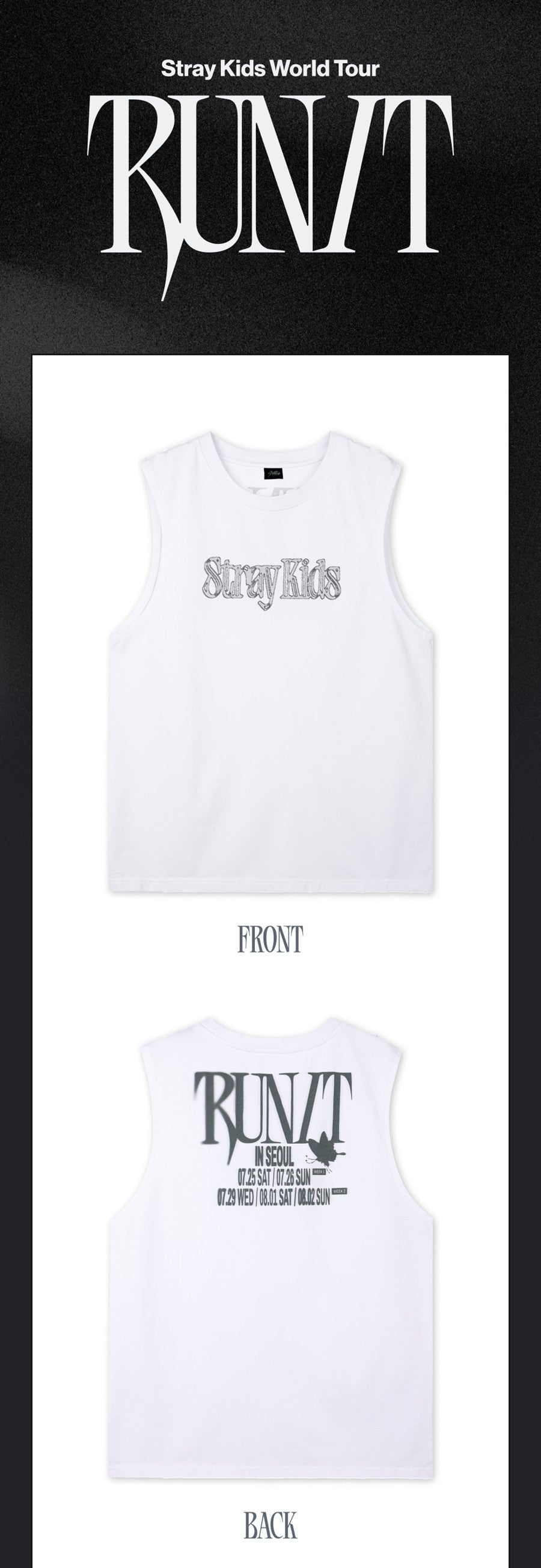 SLEEVELESS TOP Stray Kids World Tour RUN IT MD